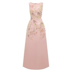Шелковое платье с отделкой бисером и пайетками Oscar de la Renta
