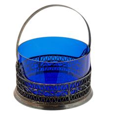 Ваза (конфетница), металл, скань, стекло кобальтового цвета, завод "Мстерский ювелир" Однажды