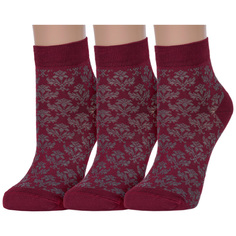 Комплект носков женских ХОХ 3-GM-1402 бордовых; серых 23