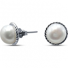 Серьги с жемчугом из серебра Silver wings 021192217457a