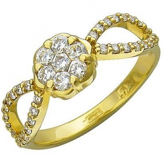 Кольцо из желтого золота с бриллиантом р. 16 Эстет 01К643200Z