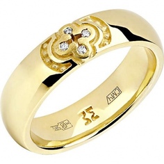 Кольцо из желтого золота с бриллиантом р. 17 Эстет 01О630332