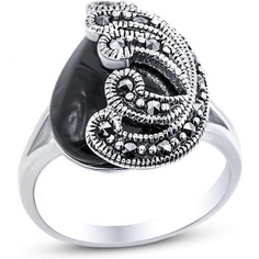 Кольцо с марказитами и янтарем из серебра Silver wings 210008-39-257 17,5