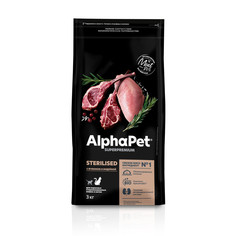 Сухой корм AlphaPet для стерилизованных кошек, с ягненком и индейкой, 3 кг