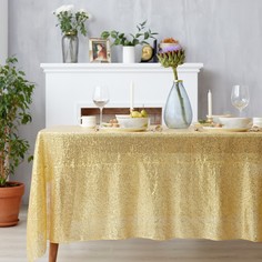 Скатерть с пайетками, цв.золото, 300*300 см No Brand