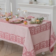 Столовый набор "Этель" (скатерть 150х250 см, салфетки 45х45 см - 8 шт.) цвет бордо, хл. с