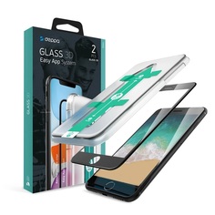 Защитное стекло Deppa 3D 2шт Full Glue Easy App для Apple iPhone SE, 0.3мм черная рамка