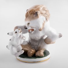 Статуэтка, Raritetus, "Заяц во хмелю", фарфор, роспись, золочение, ЛФЗ, СССР, 1950-1970гг. Однажды