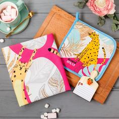 Набор подарочный "8 Марта" полотенце 40х73см, прихватка 19х19см, магнит 11х7см No Brand