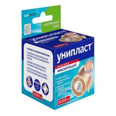 Лейкопластырь фиксирующий Унипласт на тканевой основе 5х500 см