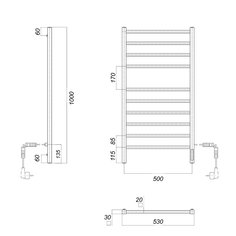 Полотенцесушитель электрический Domoterm Куба П8 500x800 EK R, xром