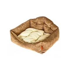 Лежанка для кошек и собак Happy Puppy Лофт велюр, бежевый, 45x45x12см