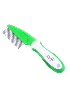 Расческа для собак STEFAN с вращающимися зубьями, сталь, зеленый, 29 зубьев