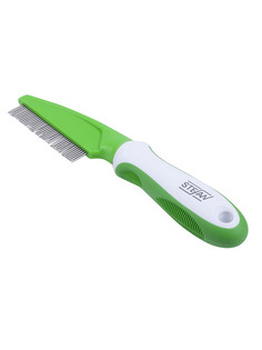 Расческа для собак STEFAN с вращающимися зубьями, сталь, зеленый, 42 зубца