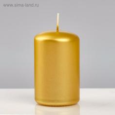 Свеча - цилиндр лакированная, Platinum, 5×8 см, золотой металлик Trend Decor Candle