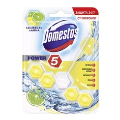 Блок для очищения унитаза Domestos Power 5, Свежесть лайма, 55 г