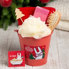 Подарочный набор новогодний "С новым годом!" полотенце и акс No Brand