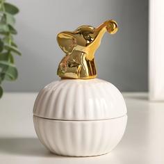 Шкатулка керамика "Золотой слонёнок" 11,3х8х8 см No Brand
