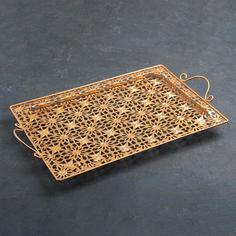 Поднос сервировочный «Золотые цветы», 50×29×6 см, цвет золотой No Brand