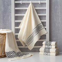 Полотенце махровое "Стрелки" молочное 50х90 см, 100% хл, 370гр/м2 No Brand