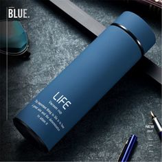 Термос Life с вакуумной крышкой, синий No Brand