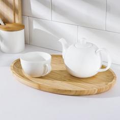 Поднос «Комфорт», 33×24 см, овальный, бамбук No Brand