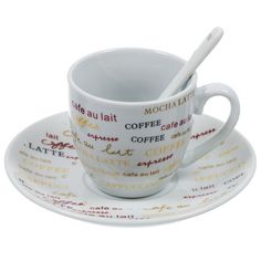 Набор чайный керам, 8 пр, 4 перс, 130 мл, с ложками, Кофемания, Y4-4321 No Brand