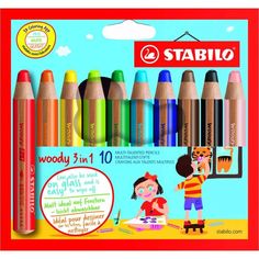Набор супертолстых цветных карандашей "Woody", 10 штук Stabilo