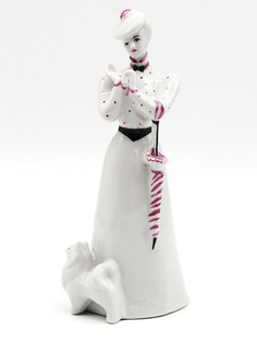 Скульптура. Дулёвский фарфоровый завод. Дама с собачкой в розовом. Фарфор. Высота 22 см.