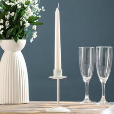 Подсвечник металл на 1 свечу Боб, 12х7,4 см, белый No Brand