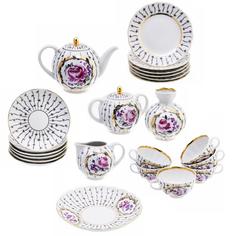 Сервиз чайный Роза на 6 персон (23 предмета), фарфор, деколь, позолота, СССР, 1970-1986 гг Однажды