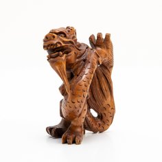 Окимоно (статуэтка) "Японский дракон", самшит, оникс, резьба, Япония, 1960-1970 гг. Однажды
