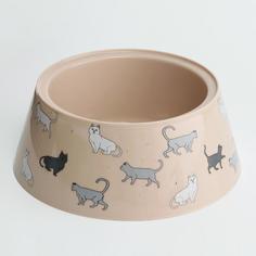 Миска Cats 0,7 л, бежевый No Brand