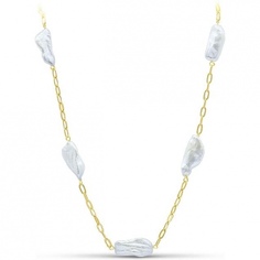 Колье с жемчугом из серебра c позолотой Silver wings 052041758gp