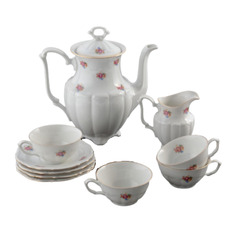 Кофейный сервиз, Raritetus, на 4 персоны (10 предм.), фарфор, золочение, Польша, 1950-1970 Однажды