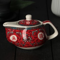 Чайник заварочный Лотос, 200 мл, с металлическим ситом, цвет красный No Brand