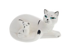 Статуэтка "Кошка с котенком", керамика, роспись, Россия, 2000-2020 гг. Однажды