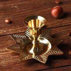 Подсвечник "Листок" на 1 свечу, латунь 9,5х9,5х6 см No Brand