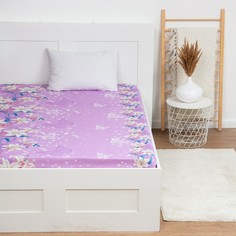 Простыня 1,5 сп Экономь и Я 150*215±3 "Цветочный рай" цв.сиреневый,100 гр/м2,100%хлопок,бя No Brand