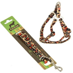 Шлейка с поводком для кошек Каскад, нейлон 120см + 10 ммx20/40см, Леопард