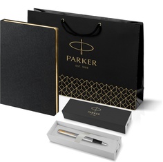 Подарочный набор: ежедневник черный и ручка перьевая Parker Jotter Stainless Steel 2030948