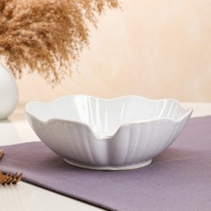 Керамика ручной работы Салатник "Флора", белый, керамика, 1.5 л