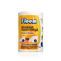 Бумажные полотенца Floom 2х-слойные 3 рулона в 1