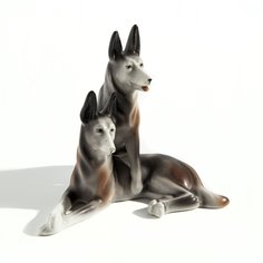 Статуэтка, Raritetus, "Две овчарки", фарфор, роспись, ДФЗ (Вербилки), СССР, 1946-1950 гг. Однажды