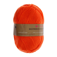 Пряжа Мериносовая 50%меринос.шерсть 50% акрил 200м/100гр (284-Оранжевый) Пехорка