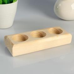 Подсвечник деревянный под 3 свечи Прямоугольный, МАССИВ, 15.5×6×3 см No Brand