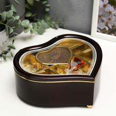 Шкатулка музыкальная пластик "Изогнутое сердце" МИКС 19х17х7 см No Brand
