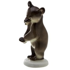 Статуэтка, Raritetus, "Медвежонок бурый стоящий", фарфор, ЛФЗ, СССР, 1965-1975 гг. Однажды