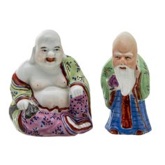 Статуэтка, Raritetus, "Шоу-син" (Бог долголетия) и Хотей, фарфор, Китай, 1950-1970 гг. Однажды