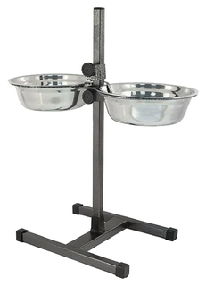 Миска Homepet металлическая регулируемая шагрень с подставкой для животных 22 см, 2х1,5 л